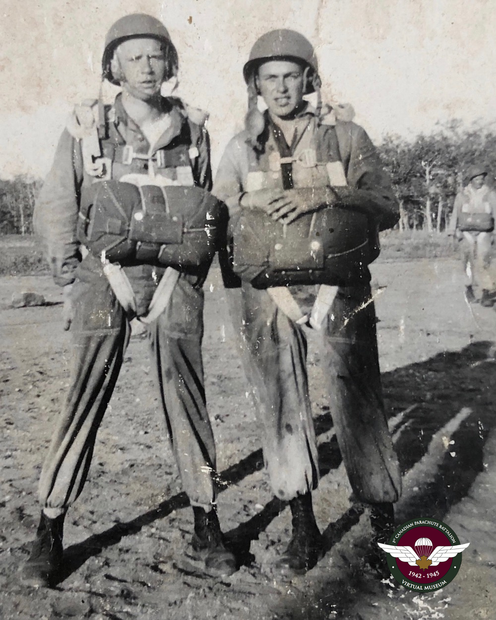Pte W G Bowler Left And Pte Gordon McIntyre Waiting To Make Seventh Jump At Camp Shilo